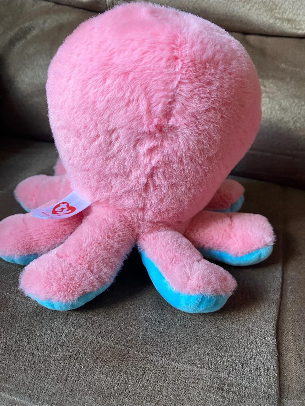 Ty Pink Octopus Plush Duo with Blue & Cream Accents
